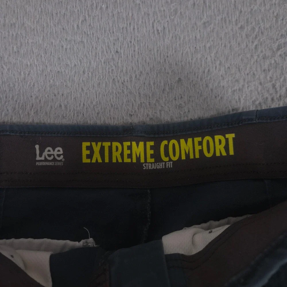 Lee Pants Men 30x32 Green Gray Extreme Comfort Straight Leg Cotton Stretch Chino